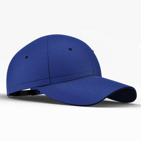 Promote your hat brand across with this Side View Sweet Baseball Cap Mockup In Deep Ultramarine Color.の写真素材