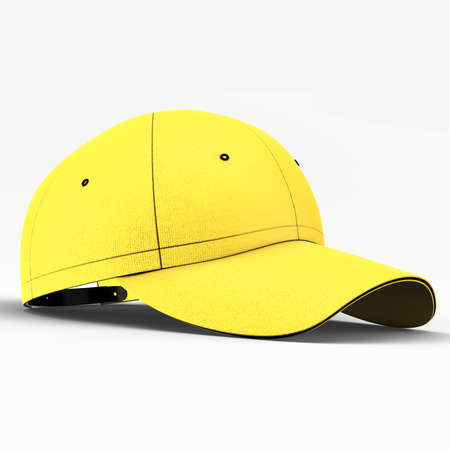 Promote your hat brand across with this Side View Sweet Baseball Cap Mockup In Lemon Zest Color.の写真素材