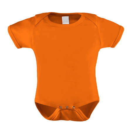 A clean Short Sleeve Beauty Baby Bodysuit Mockup In Flame Orange Color, to help you present your designs beautifully.の写真素材