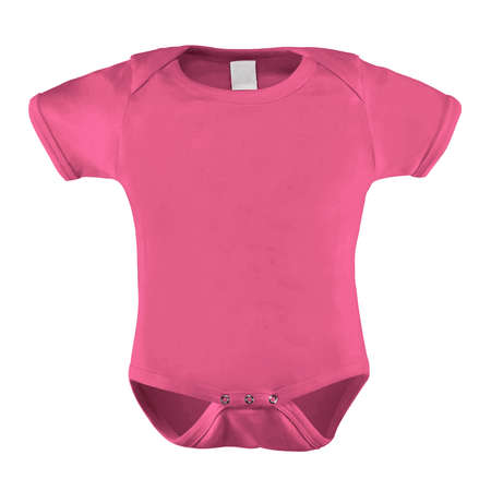 A clean Short Sleeve Beauty Baby Bodysuit Mockup In Pink Cosmos Color, to help you present your designs beautifully.の写真素材