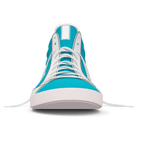 Paste the beauty of your design into this Realistic Sneakers Shoes Mockup In Scuba Blue Color, and everything will appear to be real.の写真素材
