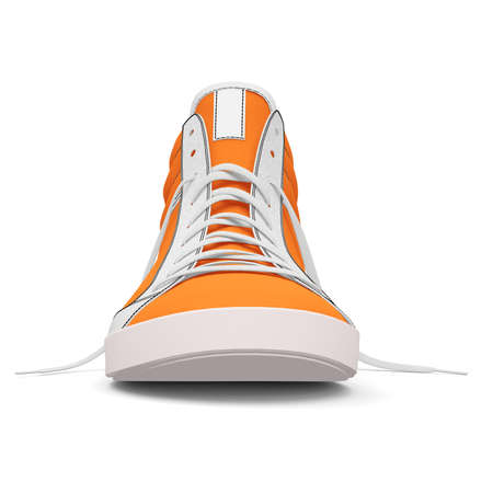 Paste the beauty of your design into this Realistic Sneakers Shoes Mockup In Turmeric Powder Color, and everything will appear to be real.の写真素材