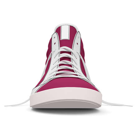 Paste the beauty of your design into this Realistic Sneakers Shoes Mockup In Dark Sangria Color, and everything will appear to be real.の写真素材