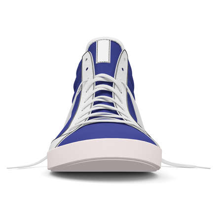 Paste the beauty of your design into this Realistic Sneakers Shoes Mockup In Royal Blue Color, and everything will appear to be real.の写真素材