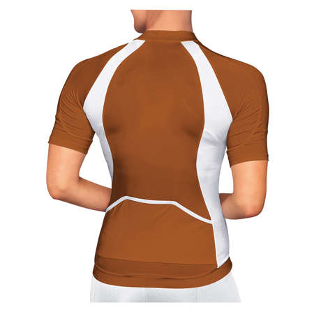 A blank Back View Beauty Woman Jersey Mockup In Leather Brown Color, to shows your designs as a graphic design professional.の写真素材