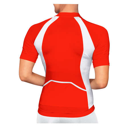 A blank Back View Beauty Woman Jersey Mockup In Fusion Red Color, to shows your designs as a graphic design professional.の写真素材