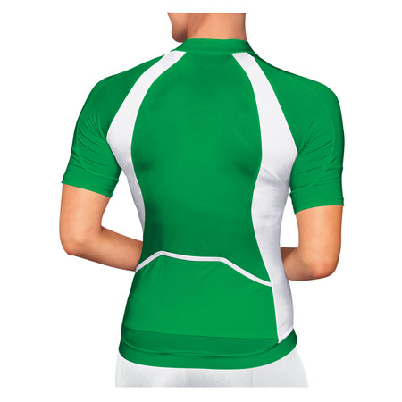 A blank Back View Beauty Woman Jersey Mockup In Green Bee Color, to shows your designs as a graphic design professional.の写真素材