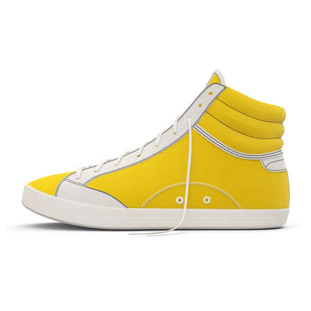 Just place your picture on this Impressive Sneakers Shoes Mockup In Cyber Yellow Color, and your products will be ready to be advertised.の写真素材