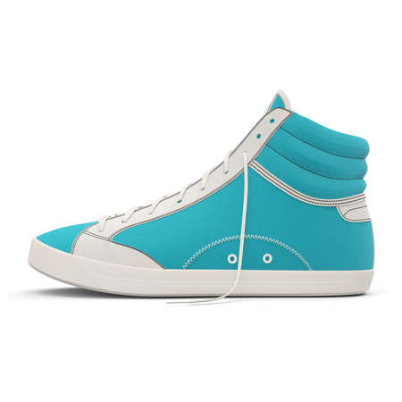 Just place your picture on this Impressive Sneakers Shoes Mockup In Blue Curacao Color, and your products will be ready to be advertised.の写真素材