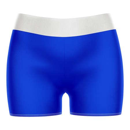You can easily apply your incredible designs with this Awesome Girl Short Mockup In Dazzling Blue Color.の写真素材