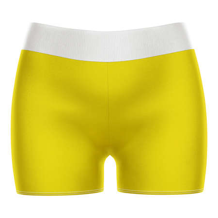 You can easily apply your incredible designs with this Awesome Girl Short Mockup In Blazing Yellow Color.の写真素材