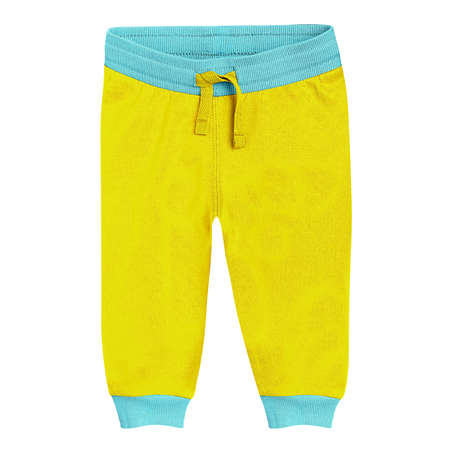 Make your design process quicker and more stunning with this Sweet Baby Cotton Pants Mockup In Empire Yellow Color.の写真素材
