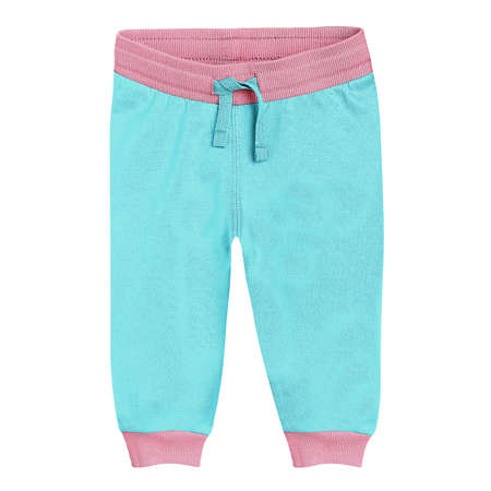 Make your design process quicker and more stunning with this Sweet Baby Cotton Pants Mockup In Tanager Turquoise Color.の写真素材