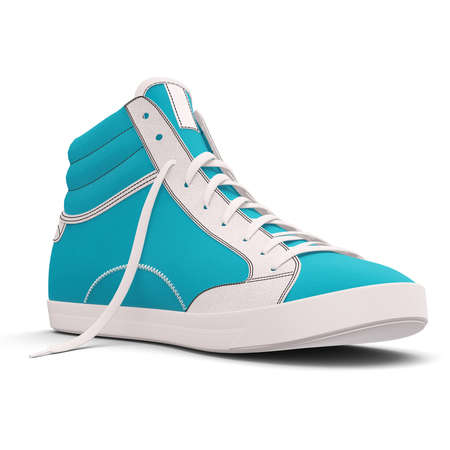 You can easily visualize your great design ideas with this Side View Amazing Sneakers Shoes Mockup In Scuba Blue Color.の写真素材