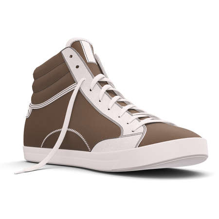 You can easily visualize your great design ideas with this Side View Amazing Sneakers Shoes Mockup In Royal Brown Color.の写真素材
