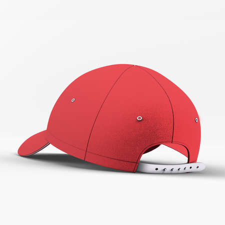 This Back View Fantastic Basketball Cap Mockup In Poppy Red Color, can help you to implement your extraordinary designs.の写真素材