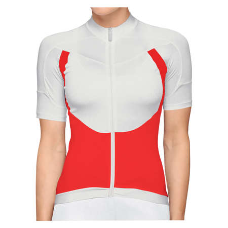 By using this Front View Beauty Woman Jersey Mockup In Star White Color, give your artwork a boost.の写真素材