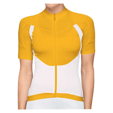 By using this Front View Beauty Woman Jersey Mockup In Gold Fusion Color, give your artwork a boost.の写真素材