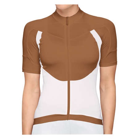 By using this Front View Beauty Woman Jersey Mockup In Leather Brown Color, give your artwork a boost.の写真素材