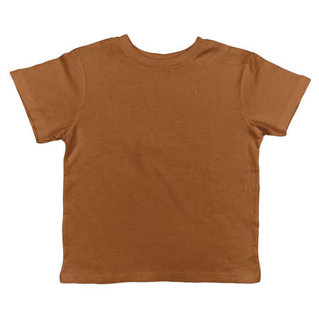 A Front View Excellent Toddler T Shirt Mockup In Leather Brown Color, to display your designs and brand more valuable.の写真素材