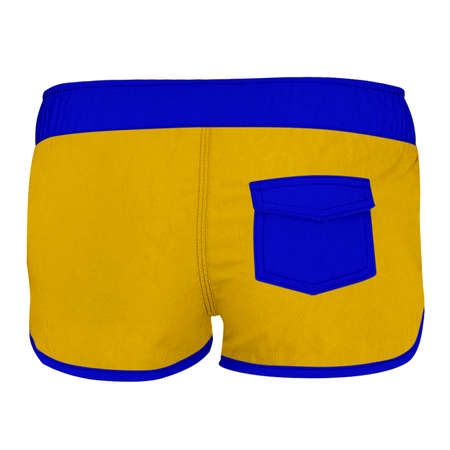 Get stylish pictures with this Back View Simple Women Shorts Mockup In Cyber Yellow Color, your client never lost.の写真素材