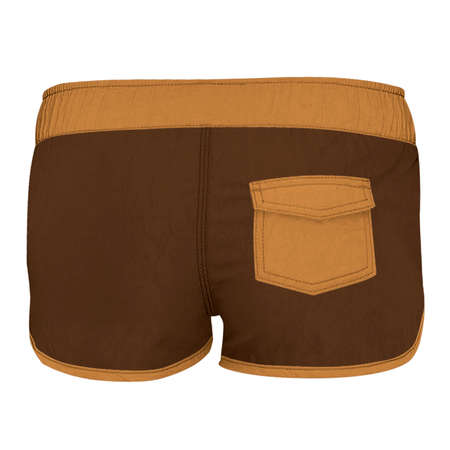 Get stylish pictures with this Back View Simple Women Shorts Mockup In Brown Sugar Color, your client never lost.の写真素材