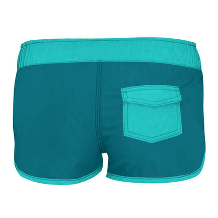 Get stylish pictures with this Back View Simple Women Shorts Mockup In Blue Curacao Color, your client never lost.の写真素材