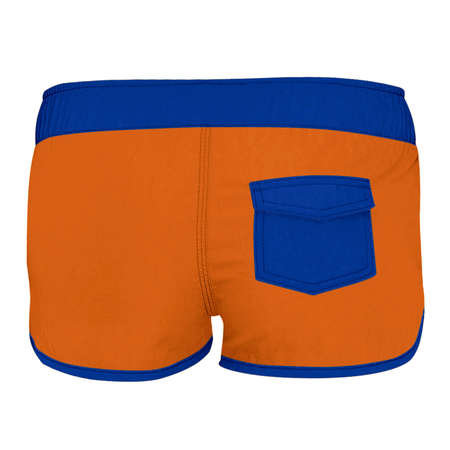 Get stylish pictures with this Back View Simple Women Shorts Mockup In Flame Orange Color, your client never lost.の写真素材