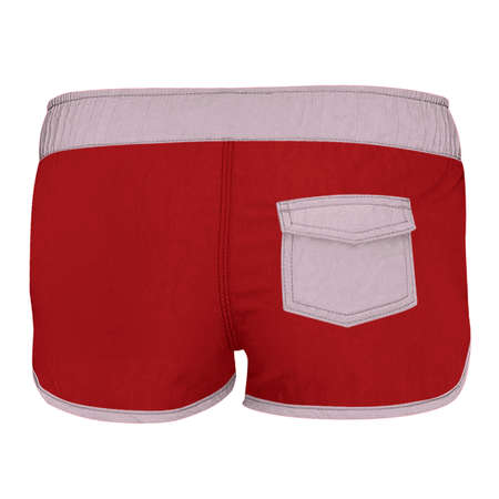 Get stylish pictures with this Back View Simple Women Shorts Mockup In Poppy Red Color, your client never lost.の写真素材