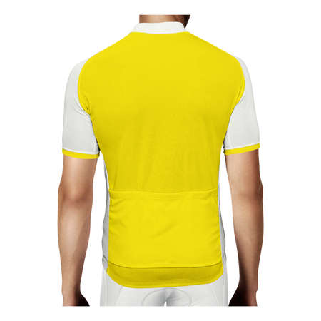 With this Back View Stylish Man Jersey In Blazing Yellow Color, you can promote your more beautiful and valuable.の写真素材