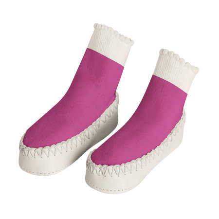 Use this blank Side View Sweet Baby Non Slip Socks Mockup In Rose Violet Color to make your design becomes more luxurious.の写真素材