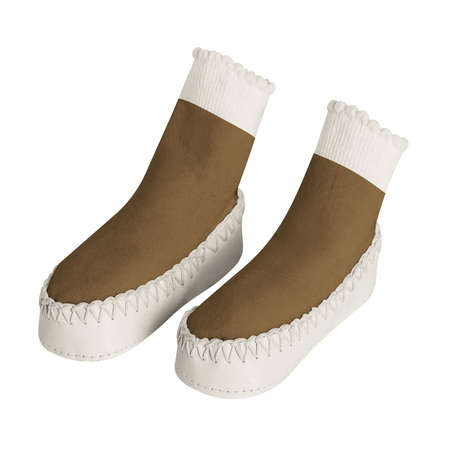 Use this blank Side View Sweet Baby Non Slip Socks Mockup In Bronze Brown Color to make your design becomes more luxurious.の写真素材