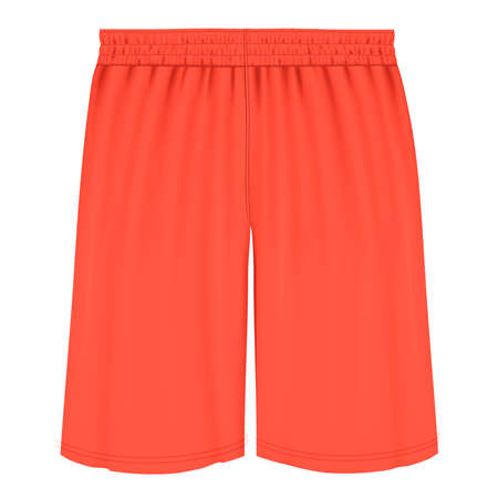 Add your graphics as much as you want, to this Front View Classical  Basketball Shorts Mockup In Camellia Orange Color. You can use it super easily.の写真素材
