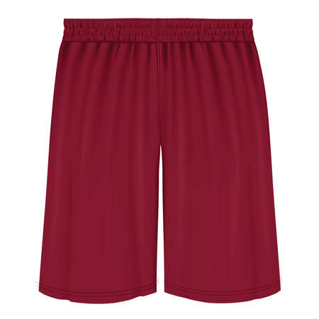 Add your graphics as much as you want, to this Front View Classical  Basketball Shorts Mockup In Red Bud Color. You can use it super easily.の写真素材
