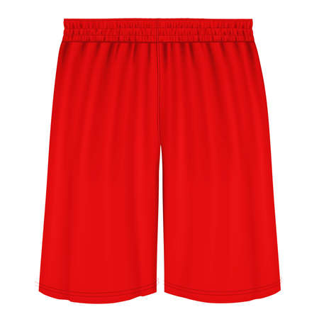 Add your graphics as much as you want, to this Front View Classical  Basketball Shorts Mockup In Fiery Red Color. You can use it super easily.の写真素材