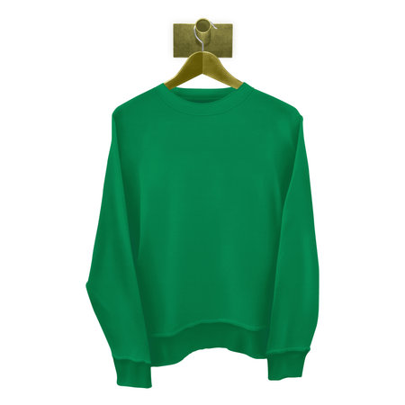 Grab this realistic Classical Sweatshirt Mockup In Green Bee Color With Hanger to give a boost to your designing progress.の写真素材