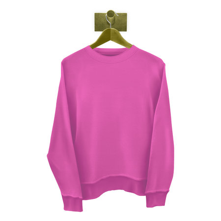 Grab this realistic Classical Sweatshirt Mockup In Shell Pink Color With Hanger to give a boost to your designing progress.の写真素材