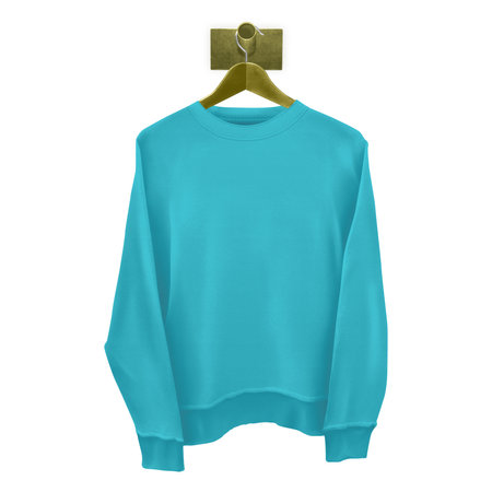 Grab this realistic Classical Sweatshirt Mockup In Angel Blue Color With Hanger to give a boost to your designing progress.の写真素材