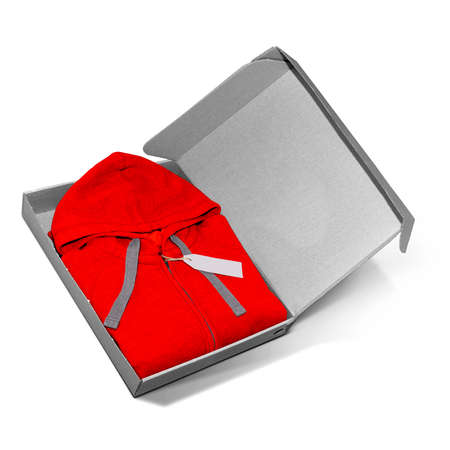 Advertise your or design with this Popular Female Hoodie Mockup In a Box , In Fusion Red Color. Don't waste your time.の写真素材