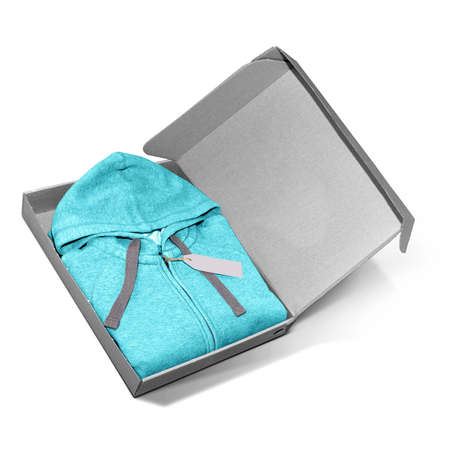 Advertise your or design with this Popular Female Hoodie Mockup In a Box , In Angel Blue Color. Don't waste your time.の写真素材