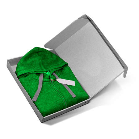 Advertise your  or design with this Popular Female Hoodie Mockup In a Box , In Green Bee Color. Don't waste your time.の写真素材