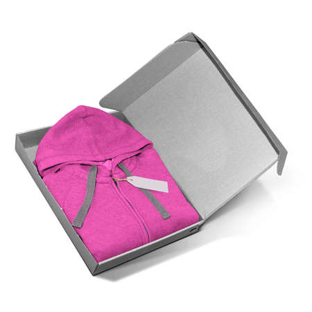 Advertise your or design with this Popular Female Hoodie Mockup In a Box , In Shell Pink Color. Don't waste your time.の写真素材