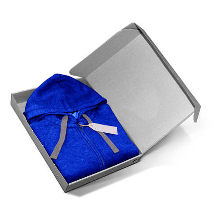 Advertise your or design with this Popular Female Hoodie Mockup In a Box , In Dazzling Blue Color. Don't waste your time.の写真素材