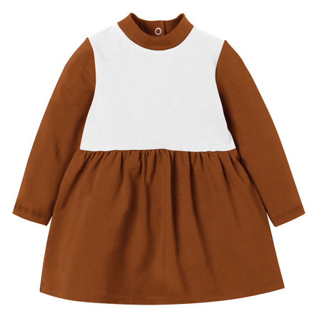 Make your fantastic design or artistic with this Beauty Baby Girl Dress Mockup In With Collar Leather Brown Color.の写真素材