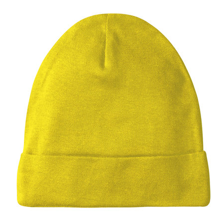 There is no need to be an expert if you use this Realistic Cotton Beanie Mockup In Blazing Yellow Color.の写真素材