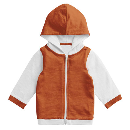 By using this Wonderful Baby Hoodie Mockup In Leather Brown Color, show off your design style like a pro,の写真素材