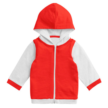 By using this Wonderful Baby Hoodie Mockup In Fusion Red Color, show off your design style like a pro,の写真素材