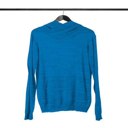 A professional Sweet Womens Hoodie Mockup In Brilliant Blue Color to show your brand or Designs.の写真素材