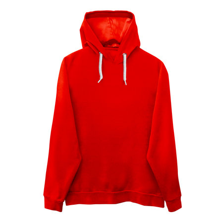A modern Front View Wonderful Hoodie Mockup In Fusion Red Color template, to form your work more faster.の写真素材