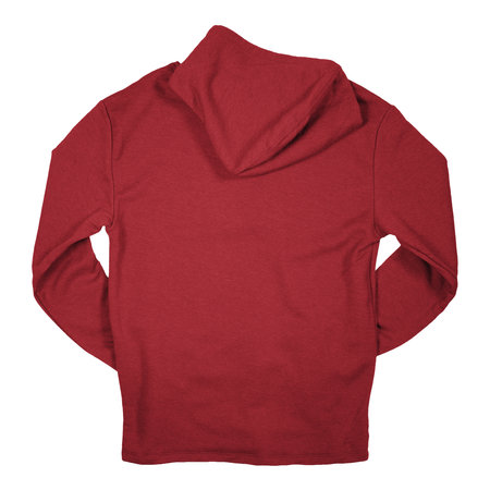 Use this Back View Stylish Pullover Hoodie Mockup In Savvy Red Color, to make your design is displayed as effectively and more beautiful.の写真素材